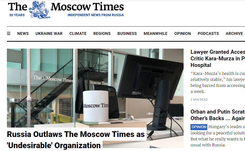 Rusya online yayın organı Moscow Times’ı yasakladı