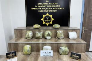 Şanlıurfa’da 16 kilo 100 gram uyuşturucu ele geçirildi